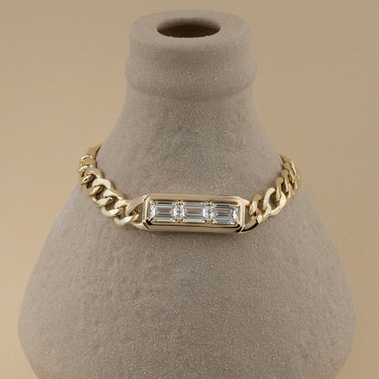 Emerald Cut Lab Grown Diamond Bezel Bracelet