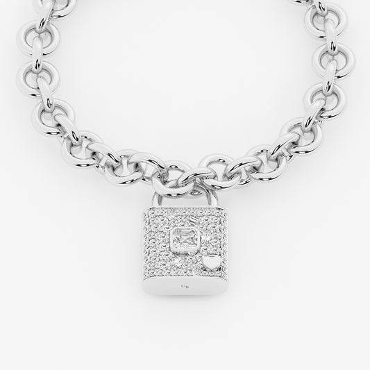 Alma 4 ctw Multi-Shape Lab Grown Diamond Scatter Lock Bracelet    Sterling Silver, DE, VS1