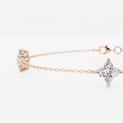 1 1/2 ctw Flower Lab Grown Diamond Three Station Bracelet - 7 Inches    14K Rose Gold, E, VS1