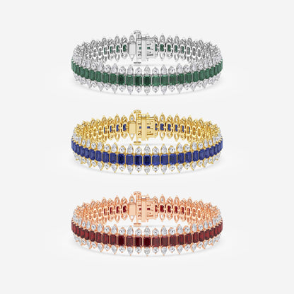 Emerald Cut Sapphire & Lab Grown Diamond Bracelet