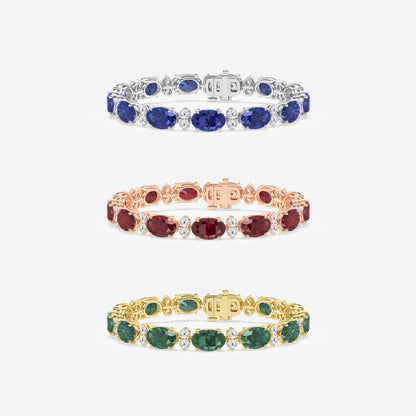 Oval Emerald & Lab Grown Diamond Bracelet