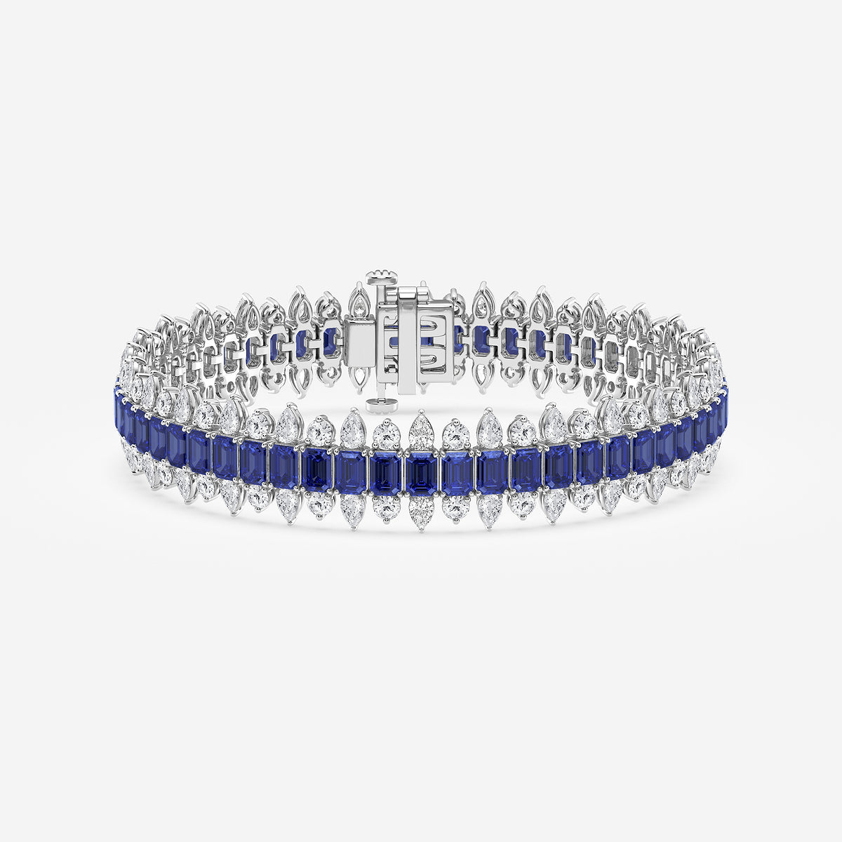 Emerald Cut Sapphire & Lab Grown Diamond Bracelet