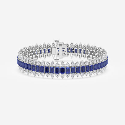 Emerald Cut Sapphire & Lab Grown Diamond Bracelet