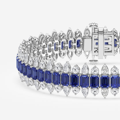 Emerald Cut Sapphire & Lab Grown Diamond Bracelet