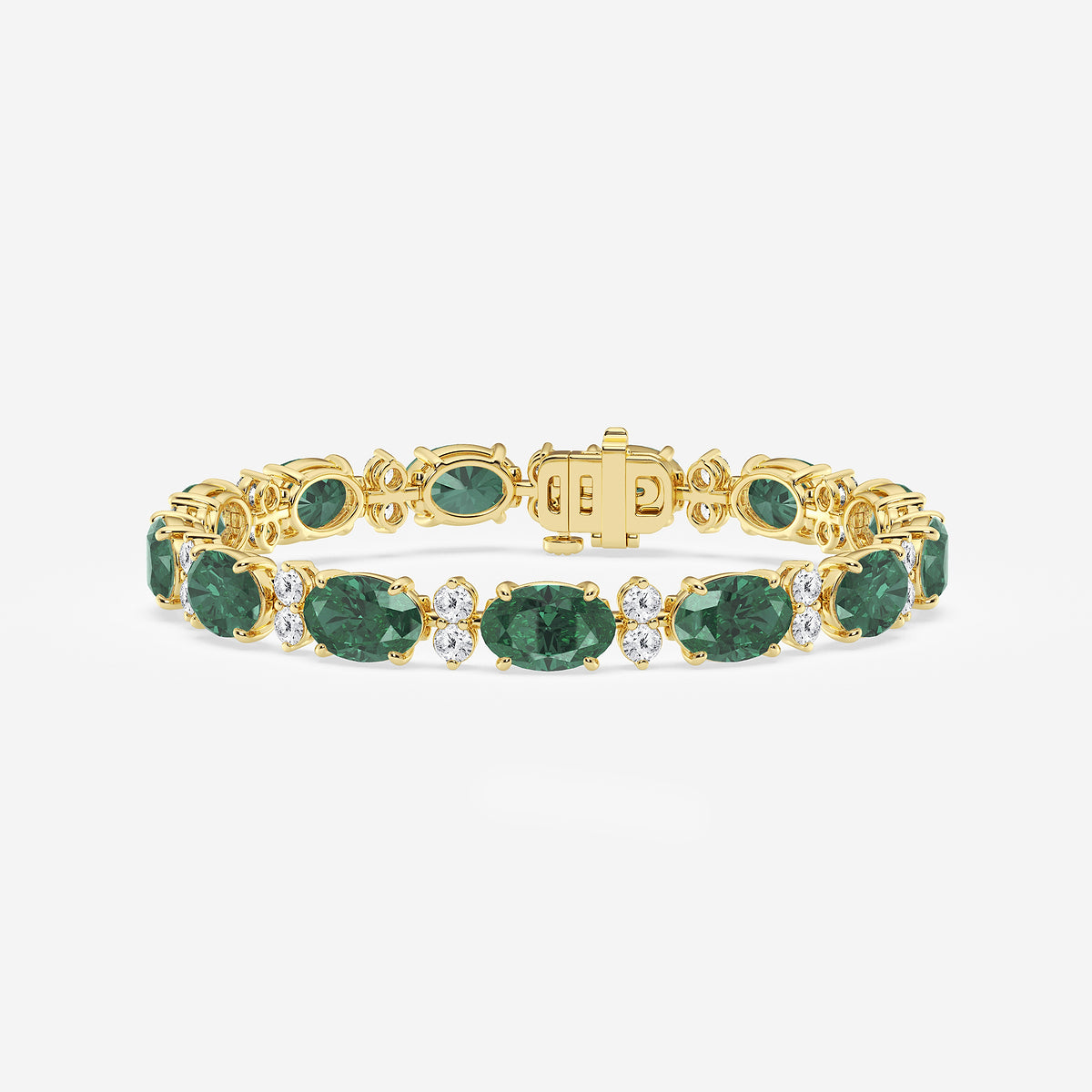 Oval Emerald & Lab Grown Diamond Bracelet