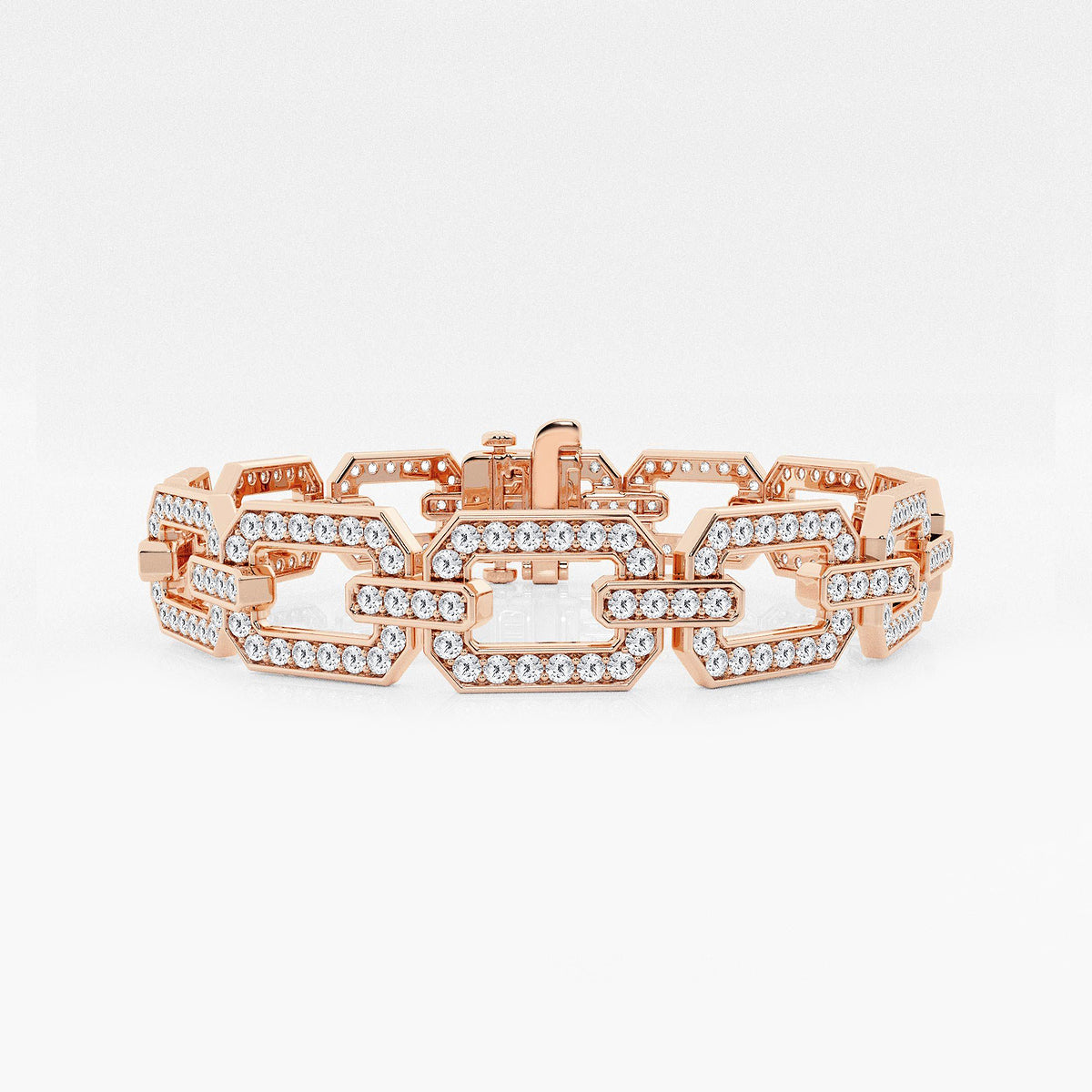 Round Lab Grown Diamond Open Link Pavé Bracelet
