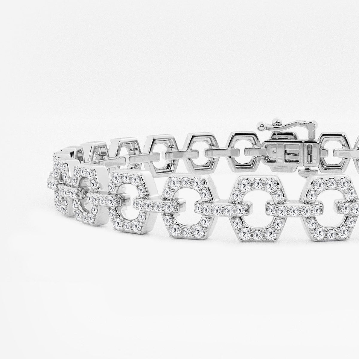Hexagon Open Link Lab Grown Diamond Bracelet