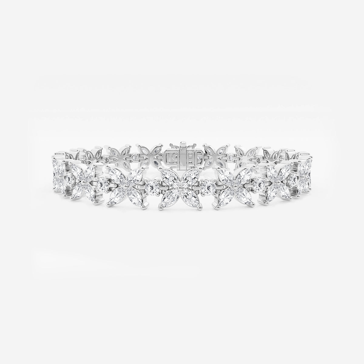 7 ctw Marquise and Round Lab Grown Diamond XO Bracelet - 7 Inches    14K White Gold, DE, VS1