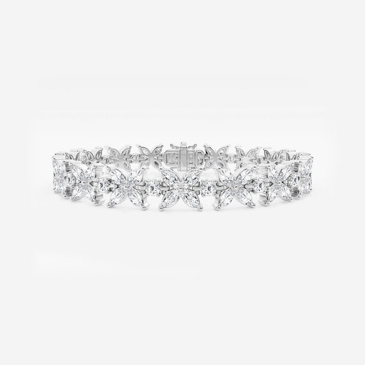 7 ctw Marquise and Round Lab Grown Diamond XO Bracelet - 7 Inches    14K White Gold, DE, VS1