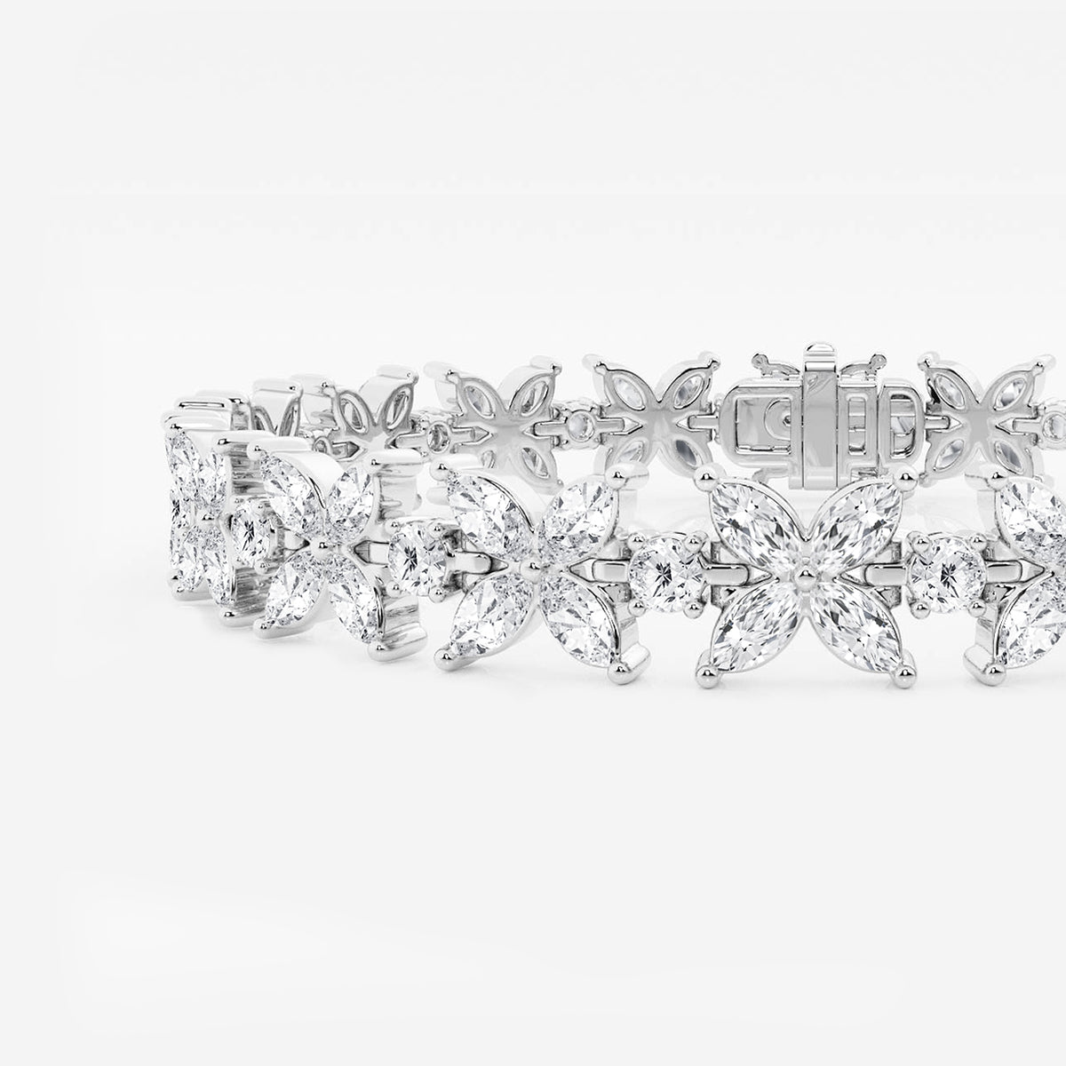 7 ctw Marquise and Round Lab Grown Diamond XO Bracelet - 7 Inches    14K White Gold, DE, VS1
