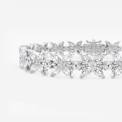 7 ctw Marquise and Round Lab Grown Diamond XO Bracelet - 7 Inches    14K White Gold, DE, VS1