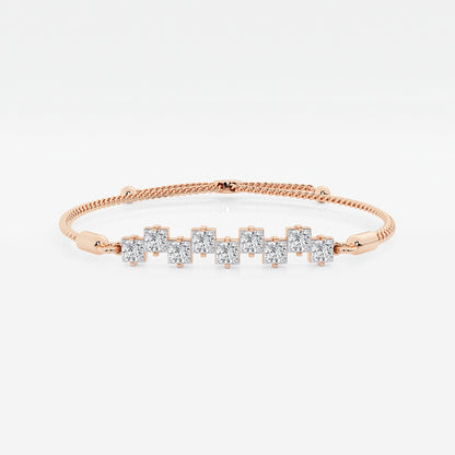 2 1/4 ctw Princess Lab Grown Diamond Stagger Nine Stone Bolo Bracelet - 8.75 Inches    14K Rose Gold, DE, VS1