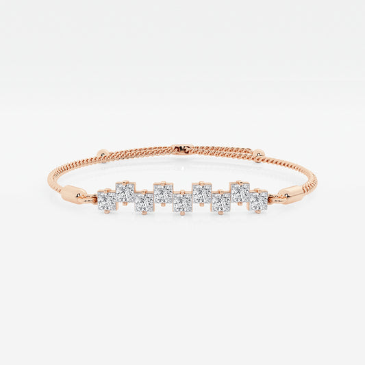 2 1/4 ctw Princess Lab Grown Diamond Stagger Nine Stone Bolo Bracelet - 8.75 Inches    14K Rose Gold, DE, VS1