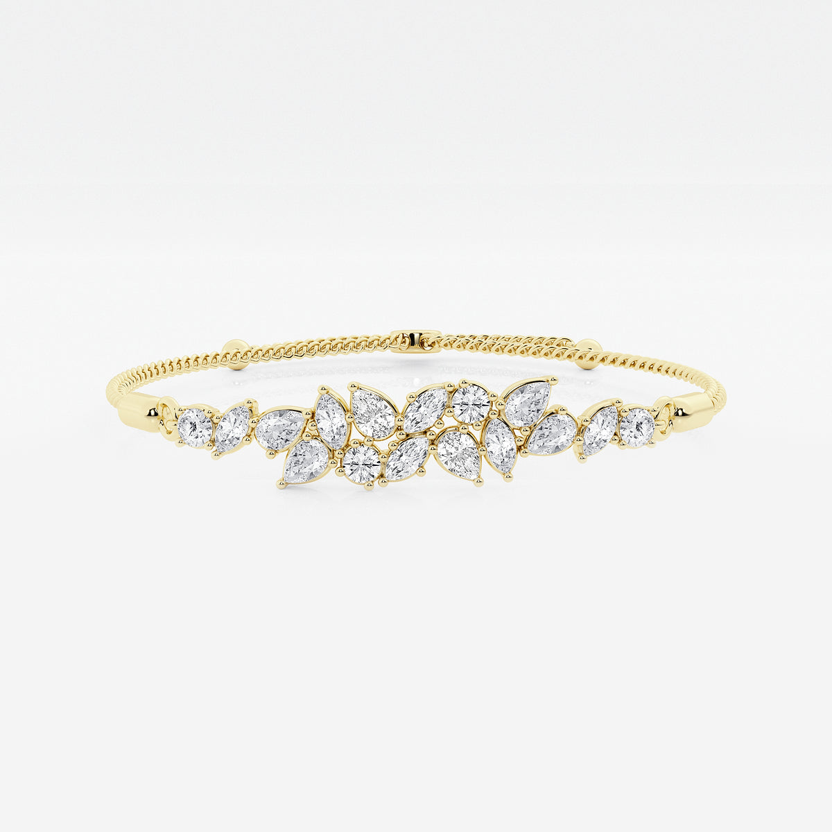 2 ctw Multi-Shape Lab Grown Diamond Abstract Floral Bolo Bracelet - 9 Inches    14K Yellow Gold, DE, VS1