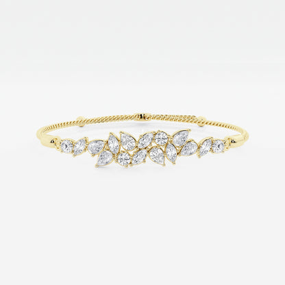 2 ctw Multi-Shape Lab Grown Diamond Abstract Floral Bolo Bracelet - 9 Inches    14K Yellow Gold, DE, VS1