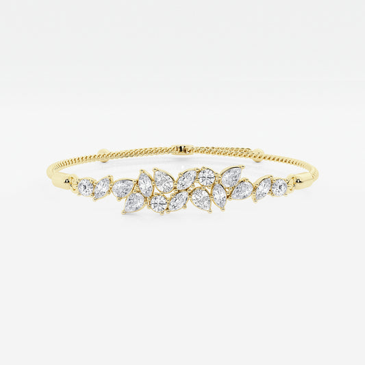 2 ctw Multi-Shape Lab Grown Diamond Abstract Floral Bolo Bracelet - 9 Inches    14K Yellow Gold, DE, VS1