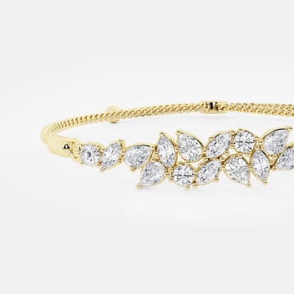 2 ctw Multi-Shape Lab Grown Diamond Abstract Floral Bolo Bracelet - 9 Inches    14K Yellow Gold, DE, VS1