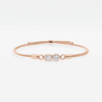 Toi Et Moi Emerald & Round Lab Grown Diamond Bezel Bolo Bracelet