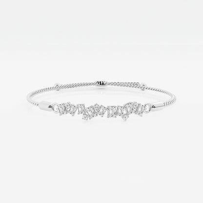 Emerald & Round Lab Grown Diamond Cascade Bolo Bracelet