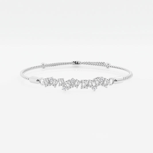 Emerald & Round Lab Grown Diamond Cascade Bolo Bracelet