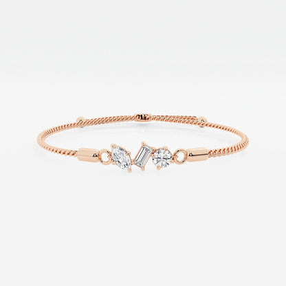 Multi-Shape Lab Grown Diamond Three Stone Bolo Bracelet