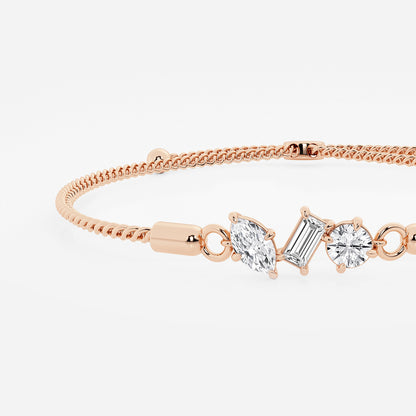 Multi-Shape Lab Grown Diamond Three Stone Bolo Bracelet