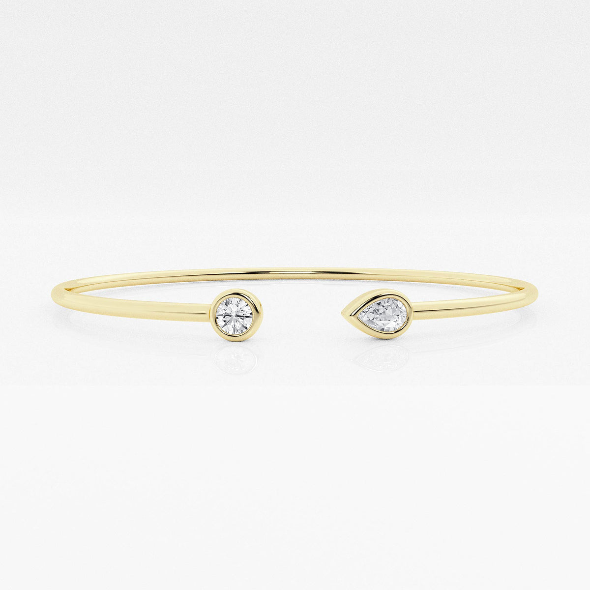 1/2 ctw Round and Pear Lab Grown Diamond Open Bangle Bracelet - 7 Inches    14K Yellow Gold, DE, VS1