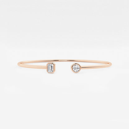 Multi-Shape Lab Grown Diamond Open Bangle Bracelet in 14K Rose Gold