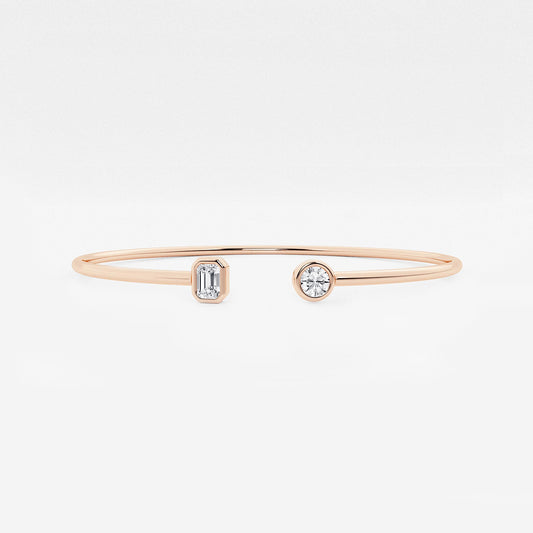 Multi-Shape Lab Grown Diamond Open Bangle Bracelet in 14K Rose Gold