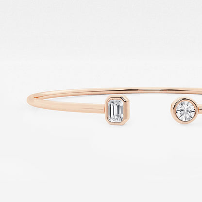 Multi-Shape Lab Grown Diamond Open Bangle Bracelet in 14K Rose Gold