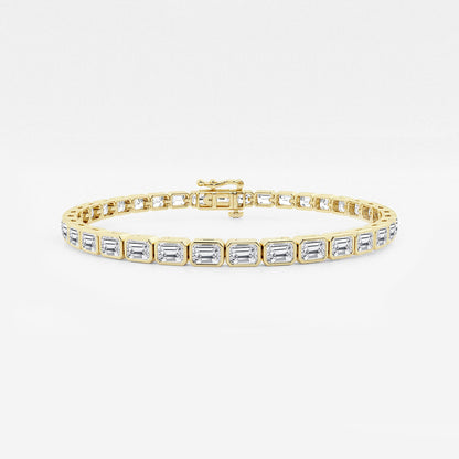 7 1/5 ctw Emerald Lab Grown Diamond East-West Bracelet - 7 Inches    14K Yellow Gold, DE, VS1