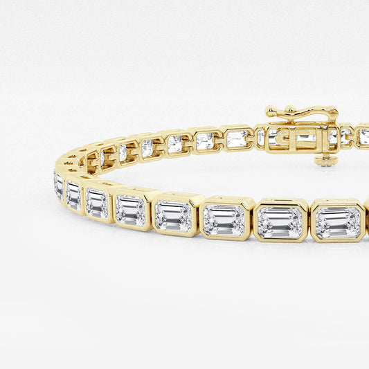 7 1/5 ctw Emerald Lab Grown Diamond East-West Bracelet - 7 Inches    14K Yellow Gold, DE, VS1