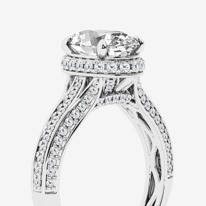 Gleam Oval Diamond Channel Band Halo Bridal Set in Platinum - 3 CTW