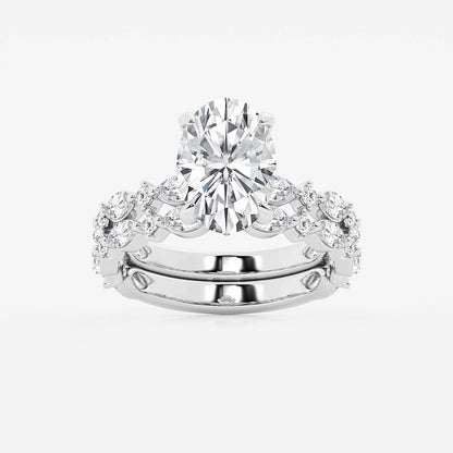 Evermore Oval Diamond Bridal Set in 14K White Gold - 4.4 CTW