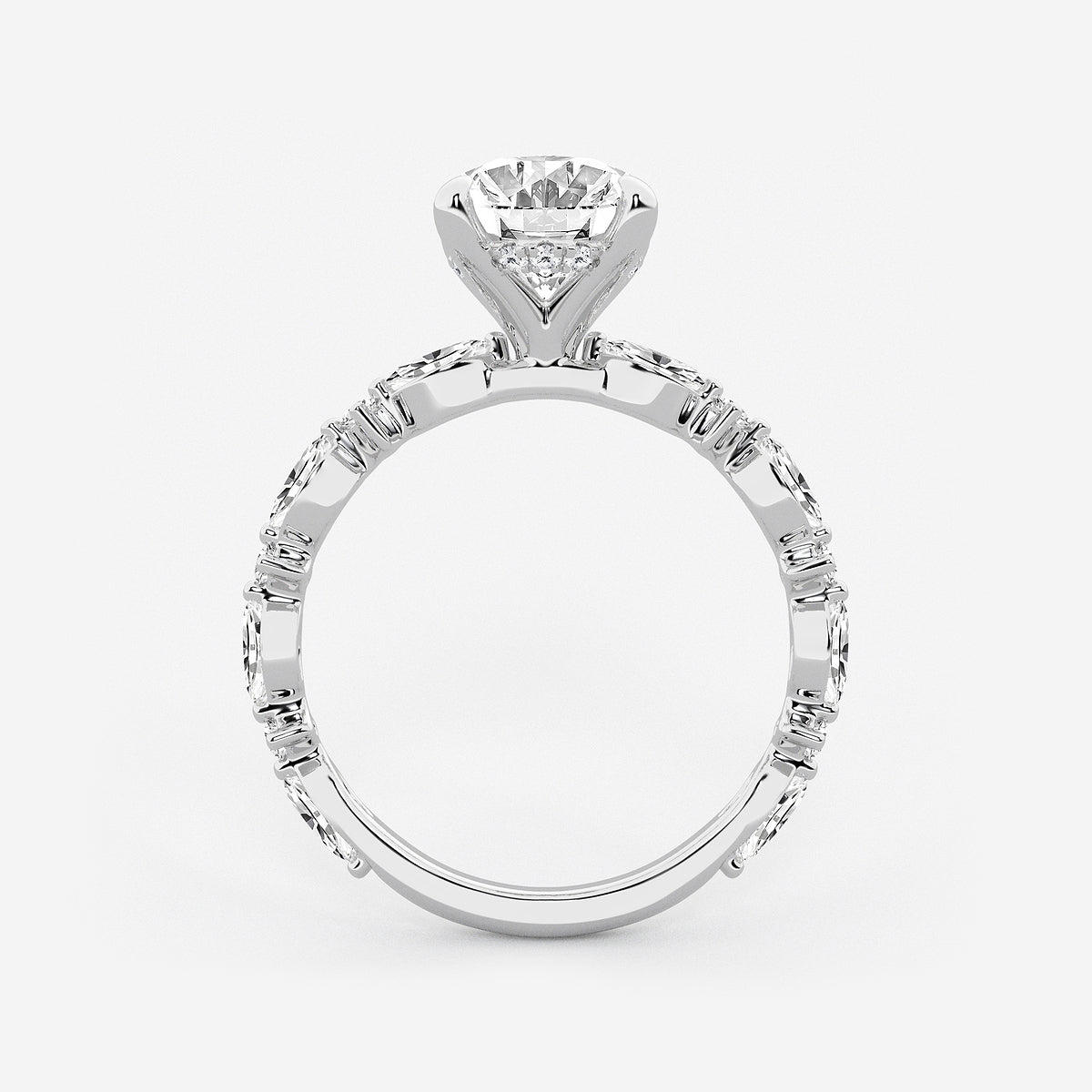 Evermore Oval Diamond Bridal Set in 14K White Gold - 4.4 CTW