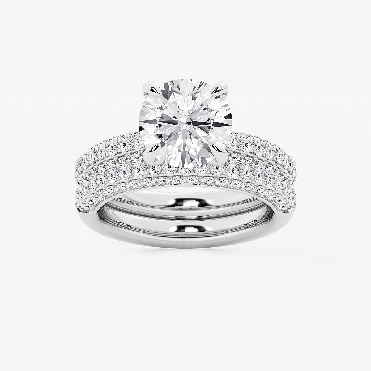 Cherish Round Diamond Micro Pavé Bridal Set in Platinum - 4.125 CTW