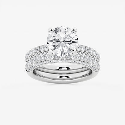 Cherish Round Diamond Micro Pavé Bridal Set in Platinum - 4.125 CTW