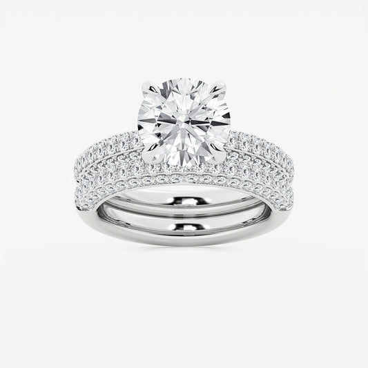 Cherish Round Diamond Micro Pavé Bridal Set in Platinum - 4.125 CTW
