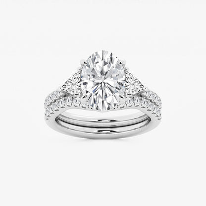 Destiny Oval Diamond Three Stone Bridal Set in Platinum - 4.25 CTW