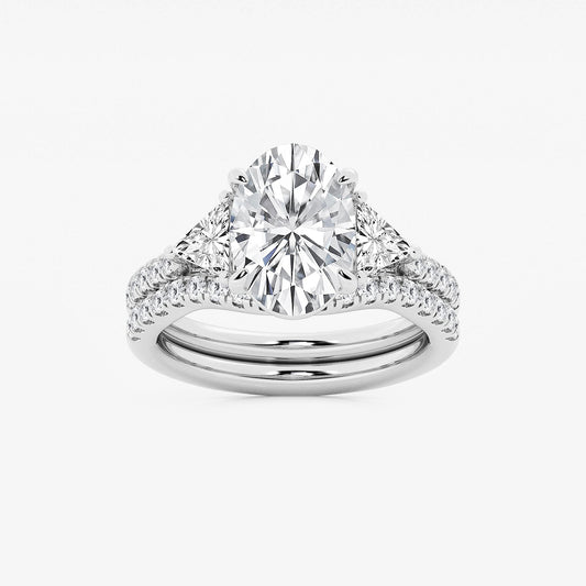 Destiny Oval Diamond Three Stone Bridal Set in Platinum - 4.25 CTW