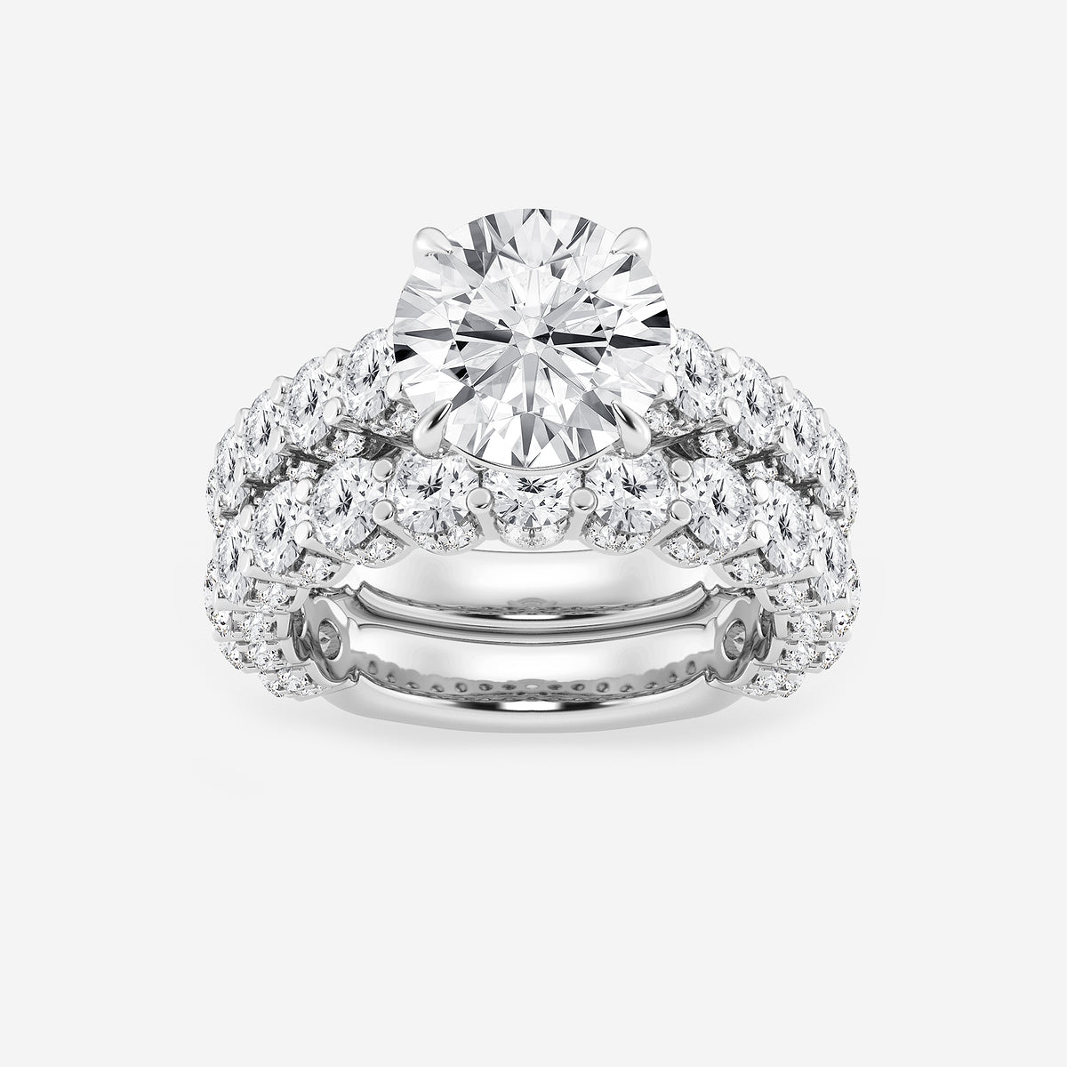 Union Round Diamond Bridal Set in 14K White Gold - 6.67 CTW