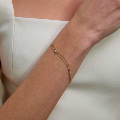 1/2 ctw Round Lab Grown Diamond Chain Bracelet - 7 Inches    14K Yellow Gold, DE, VS1| 1/2 ct Center