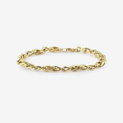 Gold Wheat Link Bracelet - Textured Chain Design