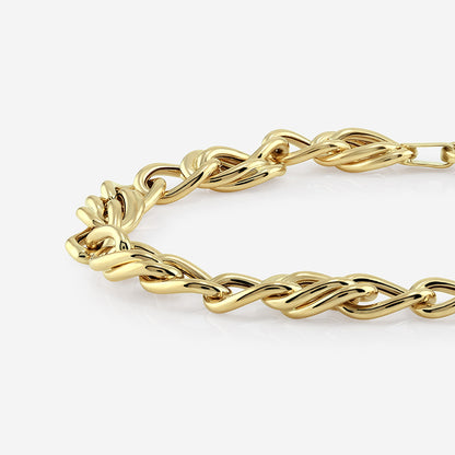Gold Wheat Link Bracelet - Textured Chain Design