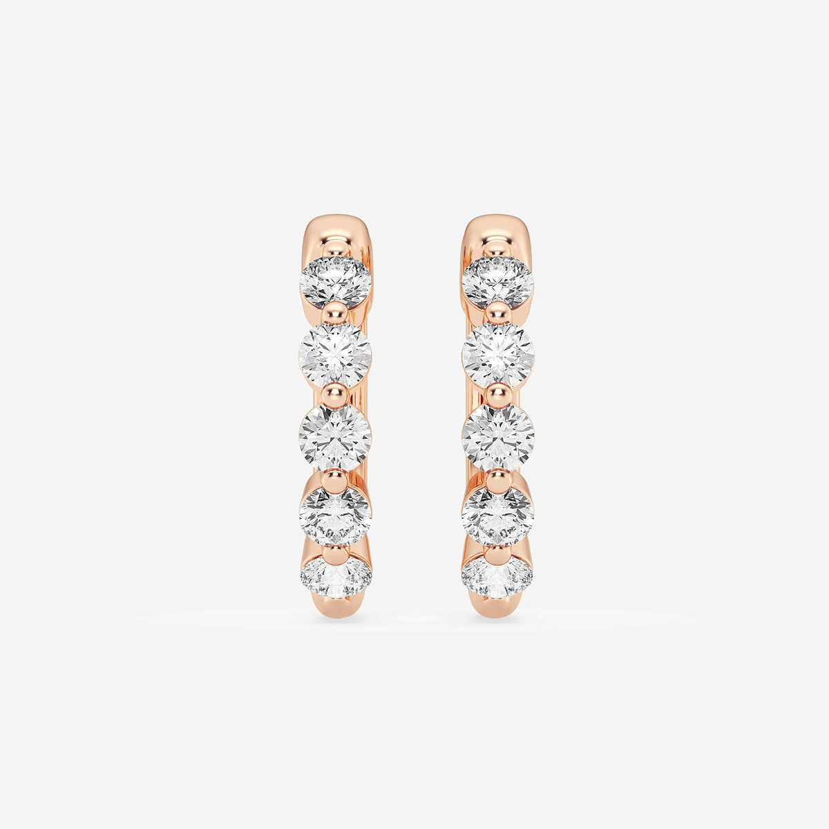 7/8 ctw Round Lab Grown Diamond Floating Hoop Earrings    14K Rose Gold, DE, VS1