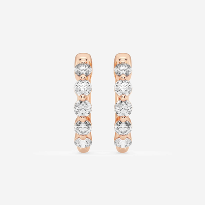 7/8 ctw Round Lab Grown Diamond Floating Hoop Earrings    14K Rose Gold, DE, VS1