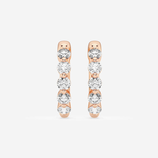 7/8 ctw Round Lab Grown Diamond Floating Hoop Earrings    14K Rose Gold, DE, VS1