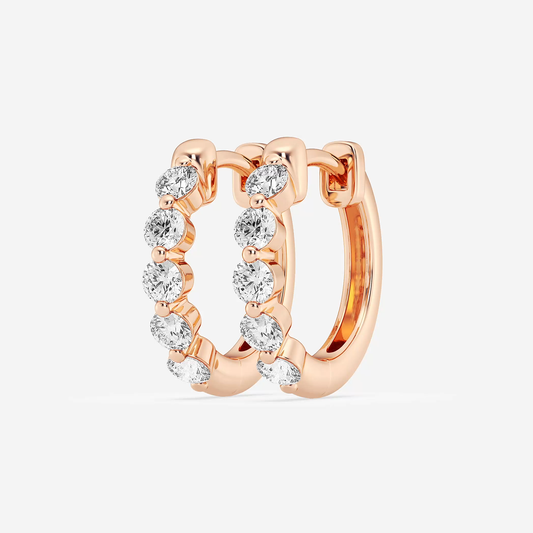 7/8 ctw Round Lab Grown Diamond Floating Hoop Earrings    14K Rose Gold, DE, VS1