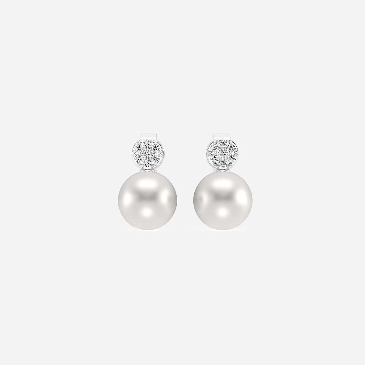 7.5 - 8.0 mm Cultured Freshwater Pearl and 1/10 ctw Lab Grown Diamond Stud Earrings    14K White Gold