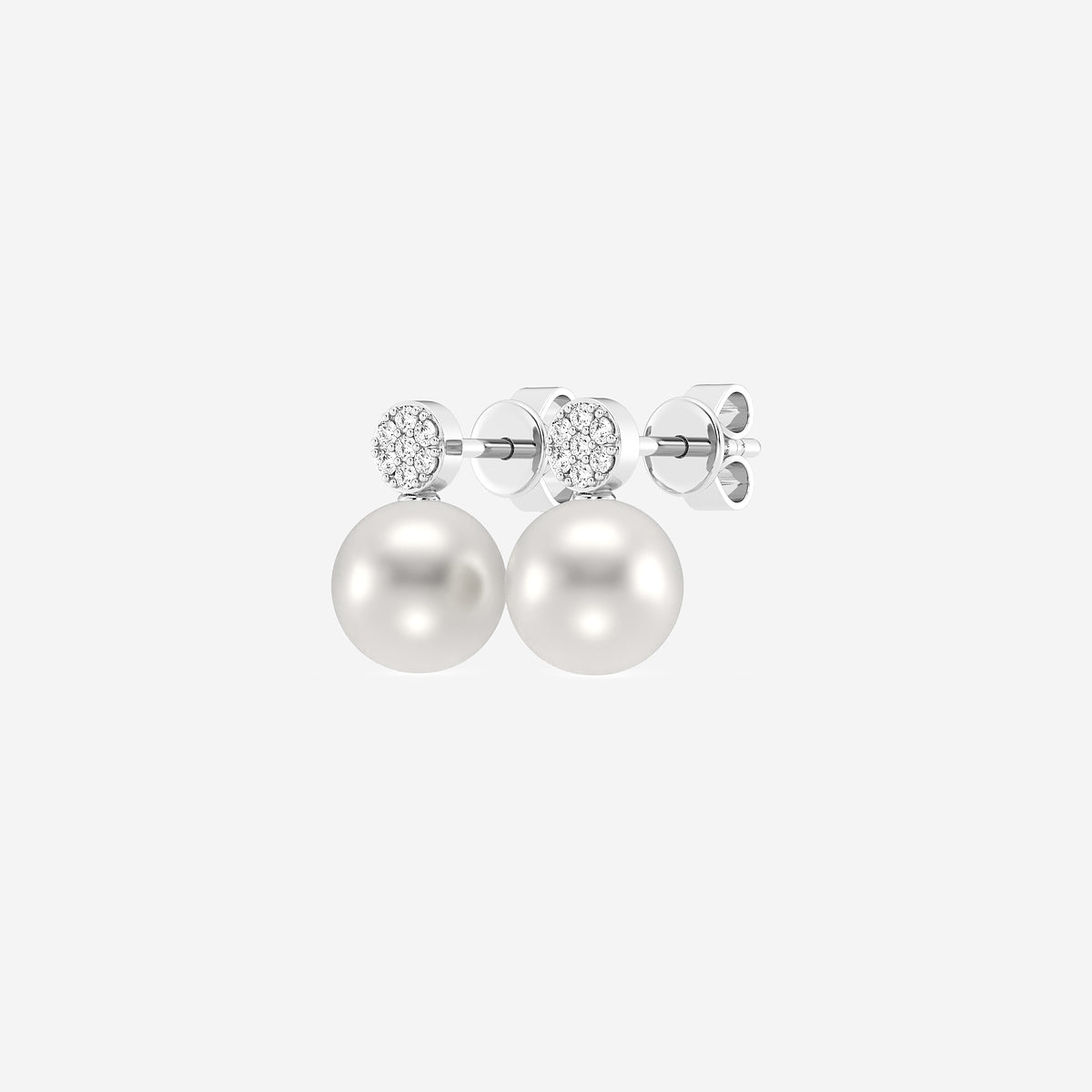 7.5 - 8.0 mm Cultured Freshwater Pearl and 1/10 ctw Lab Grown Diamond Stud Earrings    14K White Gold